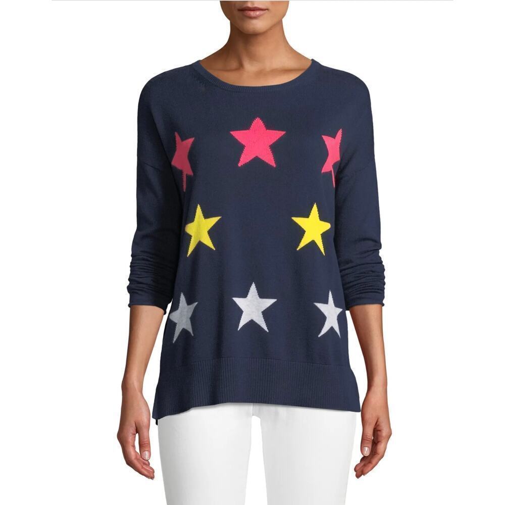 Lisa Todd Blue Star Struck Long Sleeve Cotton Sweater XS
